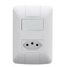 Conjunto Placa com Interrupitor Simples 6A + tomada 10A Aria Branca - Tramontina