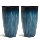 Conjunto Planters Worth de 2 plásticos azuis gradientes de 51 cm de altura