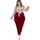 Conjunto Plus Size Blusa Amarrar Calça Roupas Femininas
