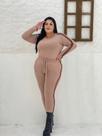 Conjunto Plus Size Calça e Blusa Manga Longa Viés de Oncinha Conjunto Plus Size Calça e Blusa Manga Longa Viés de Oncinha