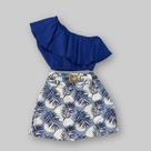 Conjunto Plus Size Cropped Babado + Shorts Saia Fivela 0468