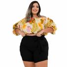 Conjunto Plus Size Cropped Ciganinha Short Laço 48 ao 52 0069 Conjunto Plus Size Cropped Ciganinha Short Laço 48 ao 52 0069
