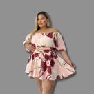 Conjunto Plus Size Cropped Ciganinha + Short Saia Rodada 0563