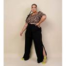 Conjunto Plus Size Cropped e Calça Pantalona