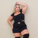 Conjunto Plus Size Cropped + Short Barra c Fivela 0532