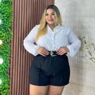 Conjunto Plus Size Feminino Blusa Social e Short com Cinto
