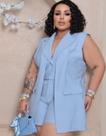 Conjunto Plus Size Feminino Colete Duplo E Short Casual