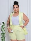 Conjunto Plus Size Feminino Colete Longo E Short Alfaiataria