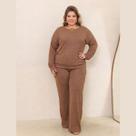 Conjunto Plus Size Inverno Calça Pantalona E Cropped Lanzinha