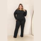 Conjunto Plus Size Inverno Calça Pantalona E Cropped Lanzinha