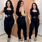 Conjunto plus size jeans premium com lycra ref:1123