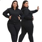 Conjunto plus size lãzinha leve com zíper e capuz