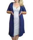 Conjunto Plus Size Linda Gestante Camisola de Alcinha Coração com Robe Pós Parto
