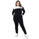 Conjunto Plus Size Moletinho com Calça e Blusa Bicolor Malha
