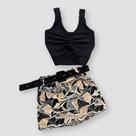 Conjunto Plus Size Short Saia Cinto + Cropped Franzido 0638 Conjunto Plus Size Short Saia Cinto + Cropped Franzido 0638