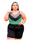Conjunto Plus Size Shorts e Regata Crepe Verão Listra Grande Conjunto Plus Size Shorts e Regata Crepe Verão Listra Grande
