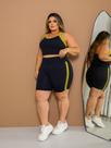 Conjunto Plus Size Tecido Poliamida Para Treino Funcional Short E Top Academia Fitness Alça Elástica