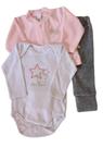 Conjunto Plush Bebe Menina Casaco Body e Culote Bordado Ano Zero
