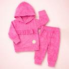 Conjunto Plush Bebê Menina com Babadinho e Capuz Toque Macio