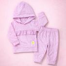 Conjunto Plush Bebê Menina com Babadinho e Capuz Toque Macio