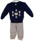 Conjunto Plush Longo Bebê Menino Inverno Blusa + Calça 2806