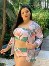 Conjunto Pluz Size biquini faixa com bojo + kimono - tamanho gg (veste do 46 ao 50) Malha Suplex