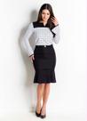 Conjunto poá e preto com babados - moda evangélica Conjunto poá e preto com babados - moda evangélica