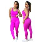 Conjunto Poliamida Para Academia Calça Legging e Top Rosa Chiclete