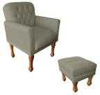 Conjunto Poltrona + Apoio Para Pés Puff Para Recepção - Suede - Sv Decor