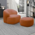 Conjunto Poltrona Base Fixa e Puff Decorativo Charlote Sala de Estar Bouclê Terracota G88 - Gran Belo Conjunto Poltrona Base Fixa e Puff Decorativo Charlote Sala de Estar Bouclê Terracota G88 - Gran Belo