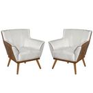 Conjunto Poltrona Berlim Compose Luxuosa Linho Bege