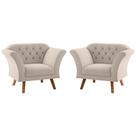 Conjunto Poltrona Decorativa Roseira Inca Areia Conjunto Poltrona Decorativa Roseira Inca Areia