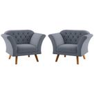 Conjunto Poltrona Decorativa Roseira Inca Chumbo