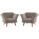 Conjunto Poltrona Decorativa Roseira Inca Sépia
