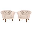 Conjunto Poltrona Decorativa Roseira Linha Bege