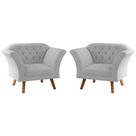 Conjunto Poltrona Decorativa Roseira Linha Cinza