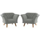 Conjunto Poltrona Decorativa Roseira Linha Grafite