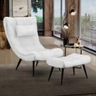 Conjunto Poltrona e Puff Decorativo Sala de Estar Pés Palito Letty PU Branco G19 - Gran Belo Conjunto Poltrona e Puff Decorativo Sala de Estar Pés Palito Letty PU Branco G19 - Gran Belo