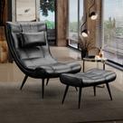 Conjunto Poltrona e Puff Decorativo Sala de Estar Pés Palito Letty PU Preto G19 - Gran Belo Conjunto Poltrona e Puff Decorativo Sala de Estar Pés Palito Letty PU Preto G19 - Gran Belo