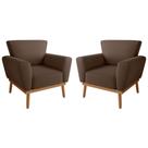Conjunto Poltrona para Sala de Recepção Viana Inca Marrom Conjunto Poltrona para Sala de Recepção Viana Inca Marrom