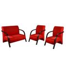Conjunto Poltrona Sevilha 3 Peças Sala Suede Vermelho Conjunto Poltrona Sevilha 3 Peças Sala Suede Vermelho