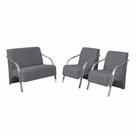 Conjunto Poltrona Vênus Braço Alumínio Suede Grafite