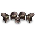 Conjunto Poltronas Area Externa Bali Fibra Sintética - 4 Poltronas 1 Mesa Centro - Tecido Saquarema