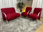 Conjunto Poltronas Braço Alumínio Vermelho 608 México