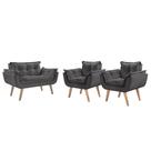 Conjunto Poltronas Decorativas Opalla 1 Namoradeira e 2 Poltronas de 1 Lugar Pés em Madeira D Salla
