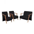 Conjunto Poltronas E Namoradeira Venus Braços material sintético Preto Unidecor Conjunto Poltronas E Namoradeira Venus Braços material sintético Preto Unidecor