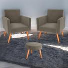 Conjunto Poltronas e Puff Anari Veludo Cappuccino Conjunto Poltronas e Puff Anari Veludo Cappuccino