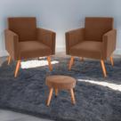Conjunto Poltronas e Puff Anari Veludo Ferrugem Conjunto Poltronas e Puff Anari Veludo Ferrugem