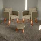 Conjunto Poltronas e Puff Iara Veludo Turkey Cappuccino