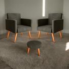 Conjunto Poltronas e Puff Iara Veludo Turkey Marrom